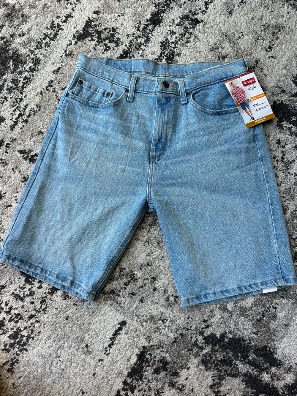 Wrangler Light Blue Denim Men’s Shorts - Classic Five-Pocket
